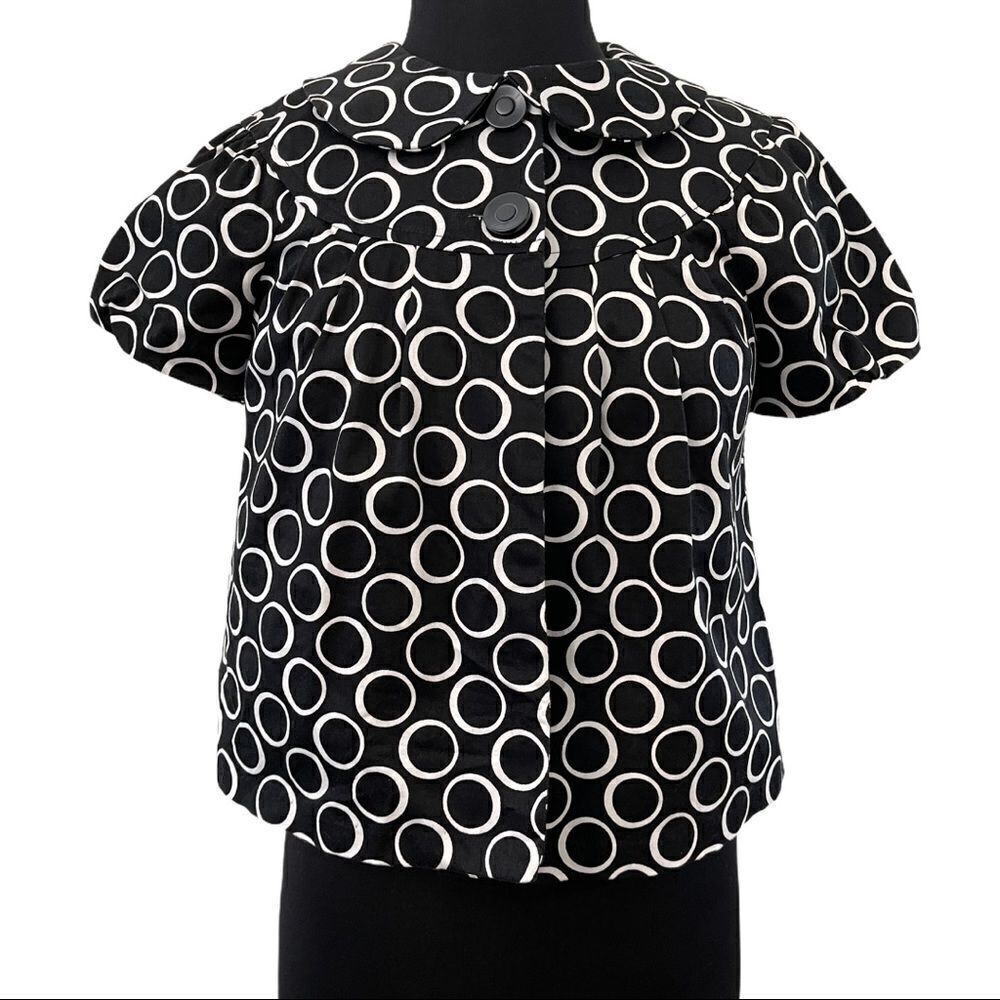 NY Collection Crop Circle Print Blazer Sz S